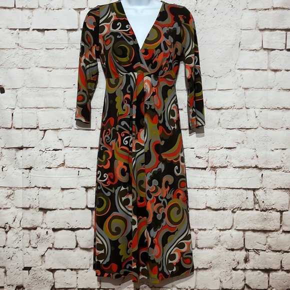 Boden Retro Print Dress, Size 2 - Picture 2 of 8